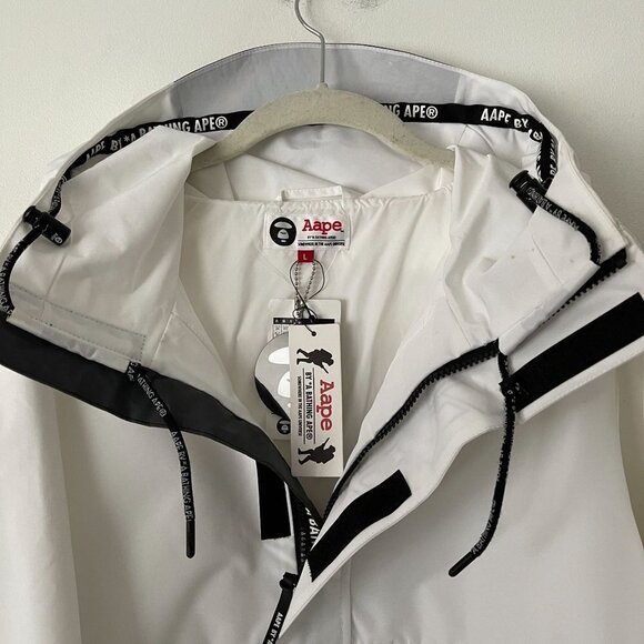 AAPE BY A BATHING APE Size L Hooded Pullover Logo Printed Windbreaker Parka - Picture 4 of 16